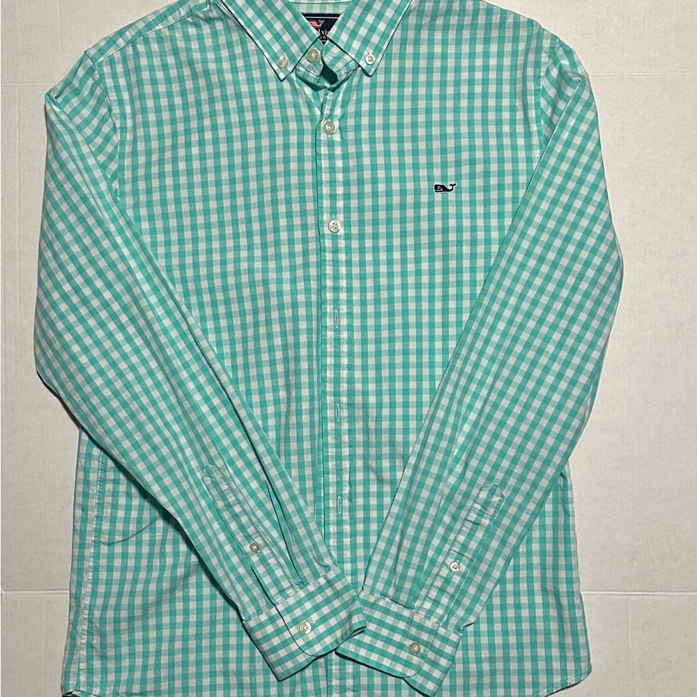 Vineyard Vines Men's Green Checkered Shirt